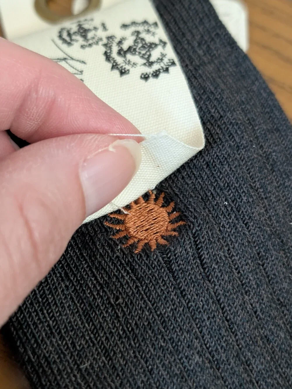 Free People Small Embroidered Sun Ribbed Socks